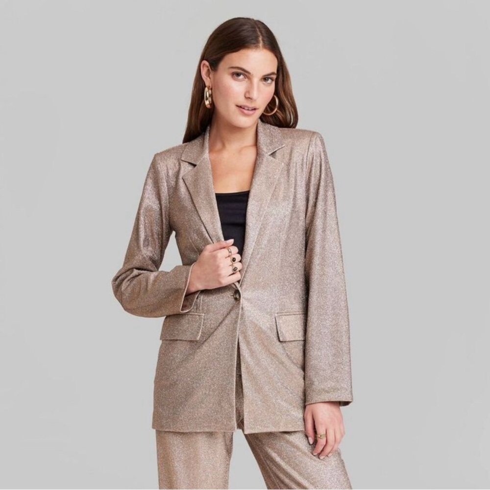 Women's Oversized Glitter Blazer - Wild Fable™ Copper S